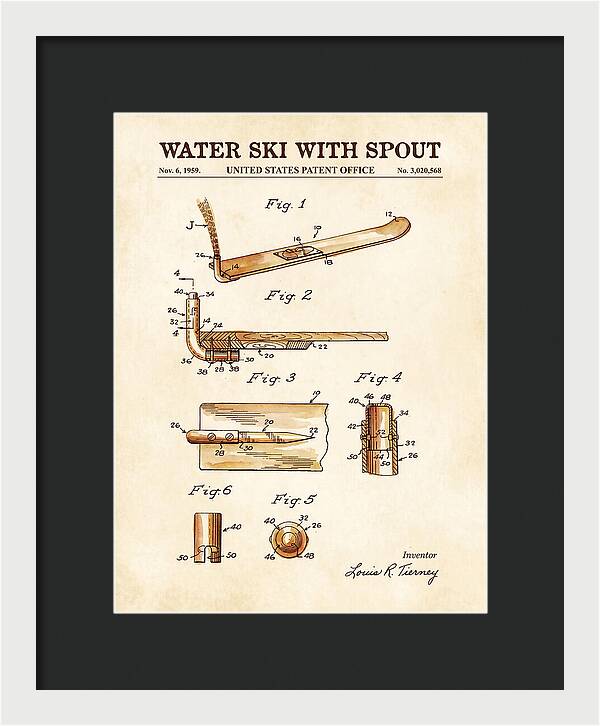 Water Ski With Spout Watercolor Patent Us3020568a