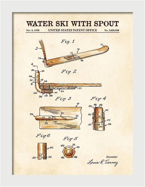 Water Ski With Spout Watercolor Patent Us3020568a