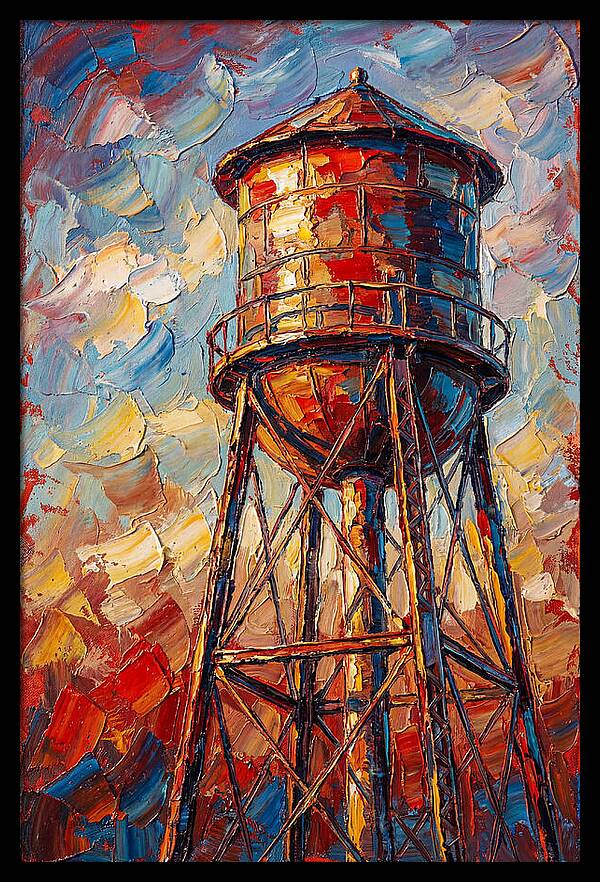 Water Tower In Vibrant Hues
