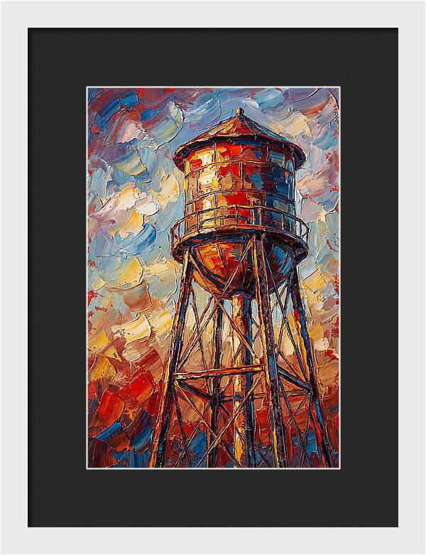 Water Tower In Vibrant Hues