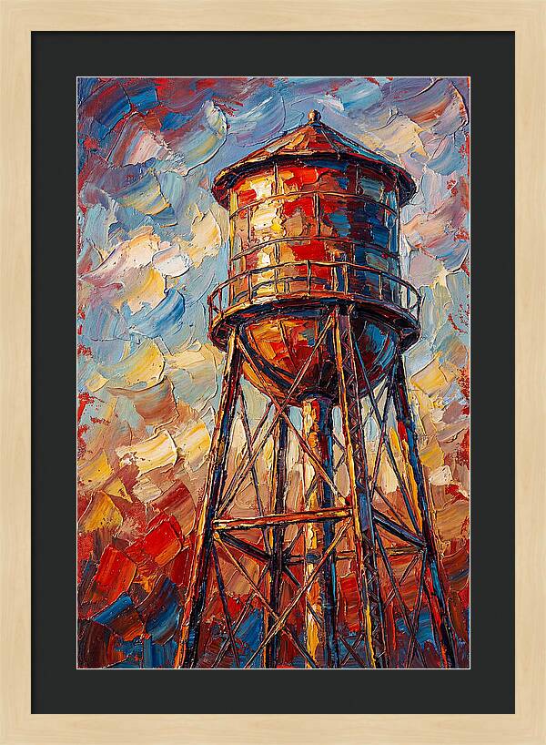 Water Tower In Vibrant Hues