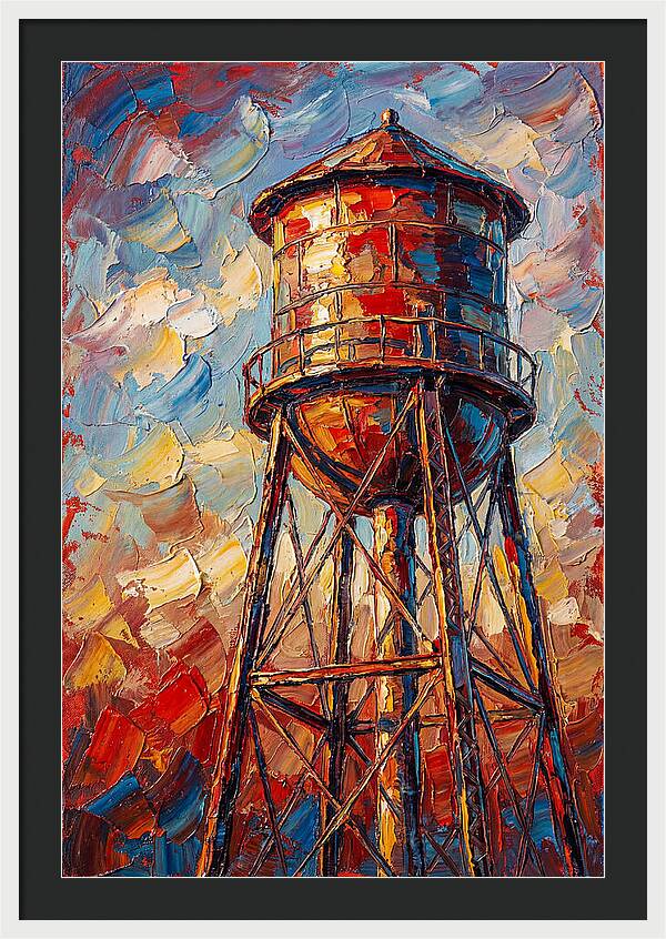 Water Tower In Vibrant Hues