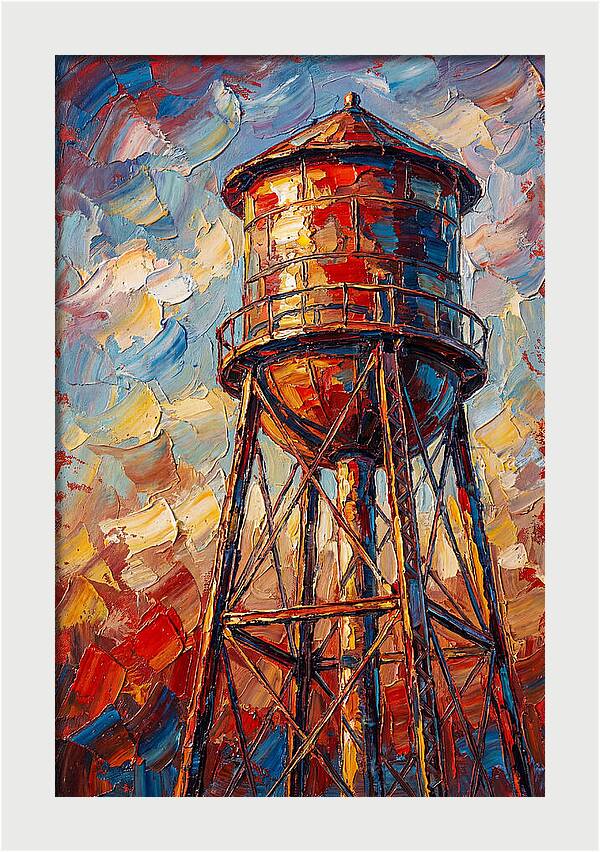 Water Tower In Vibrant Hues