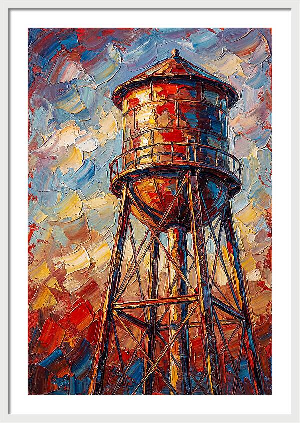 Water Tower In Vibrant Hues