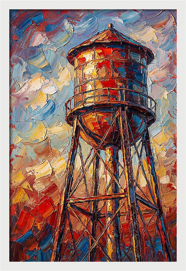 Water Tower In Vibrant Hues