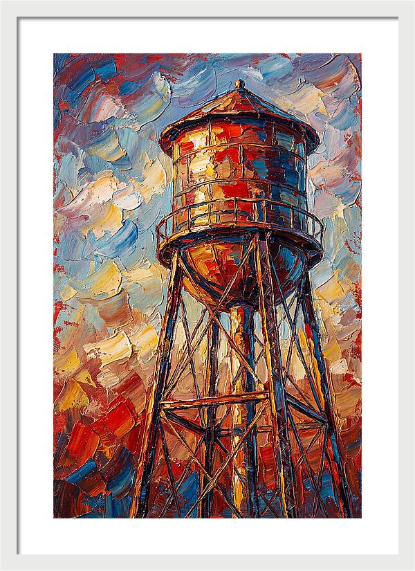 Water Tower In Vibrant Hues