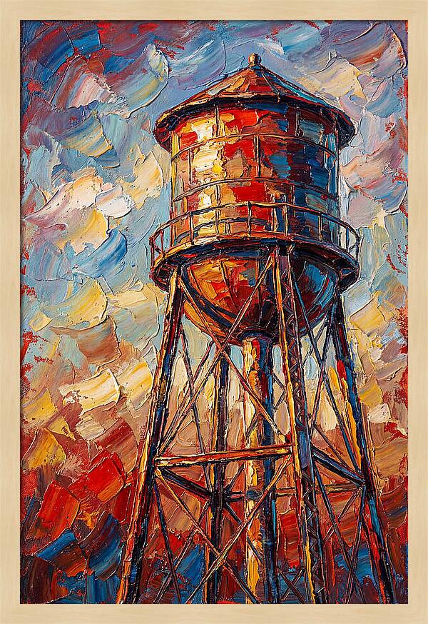 Water Tower In Vibrant Hues