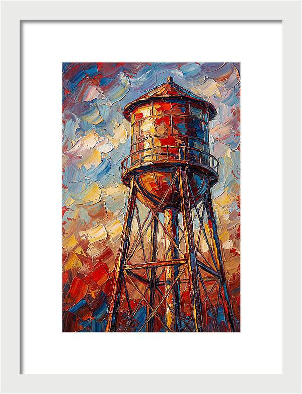 Water Tower In Vibrant Hues