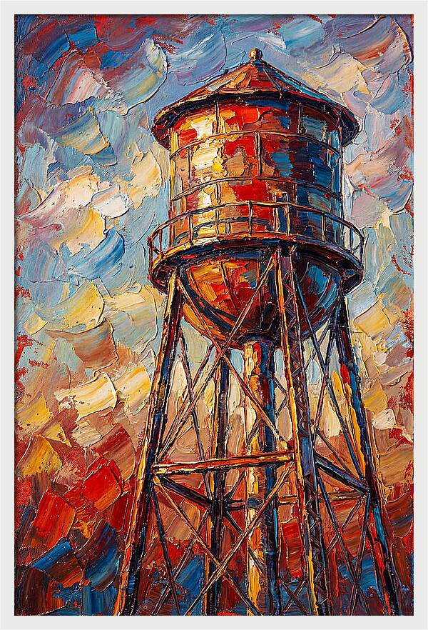 Water Tower In Vibrant Hues