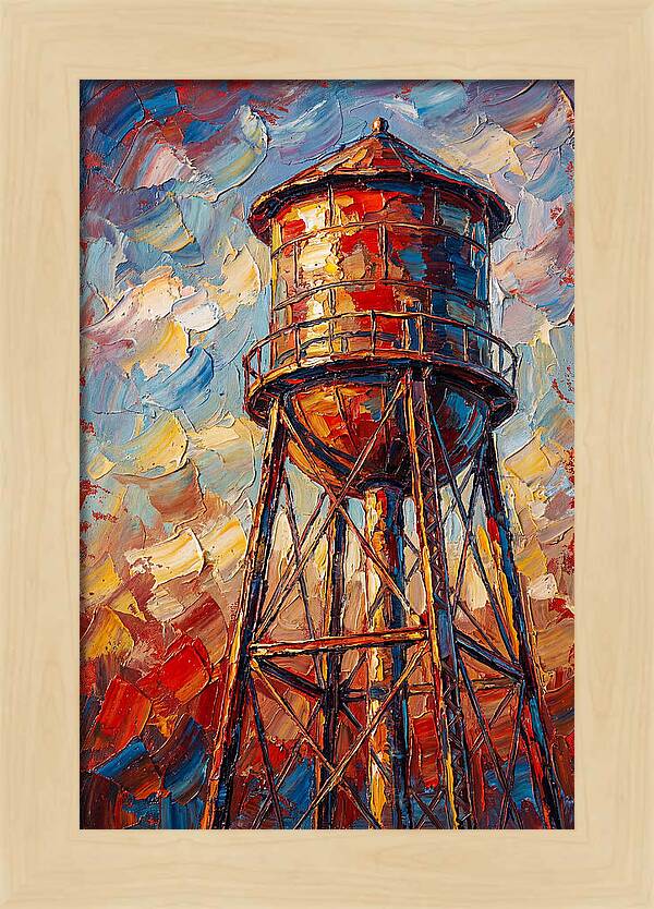 Water Tower In Vibrant Hues