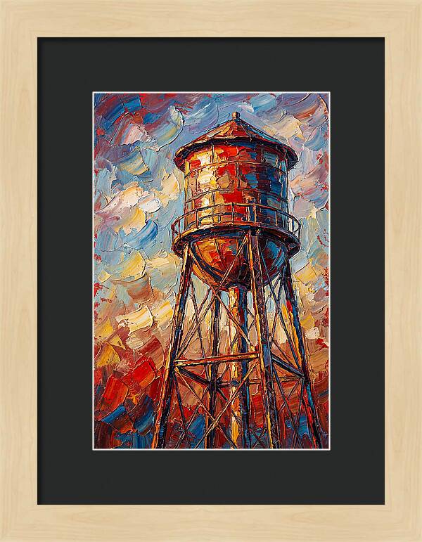 Water Tower In Vibrant Hues