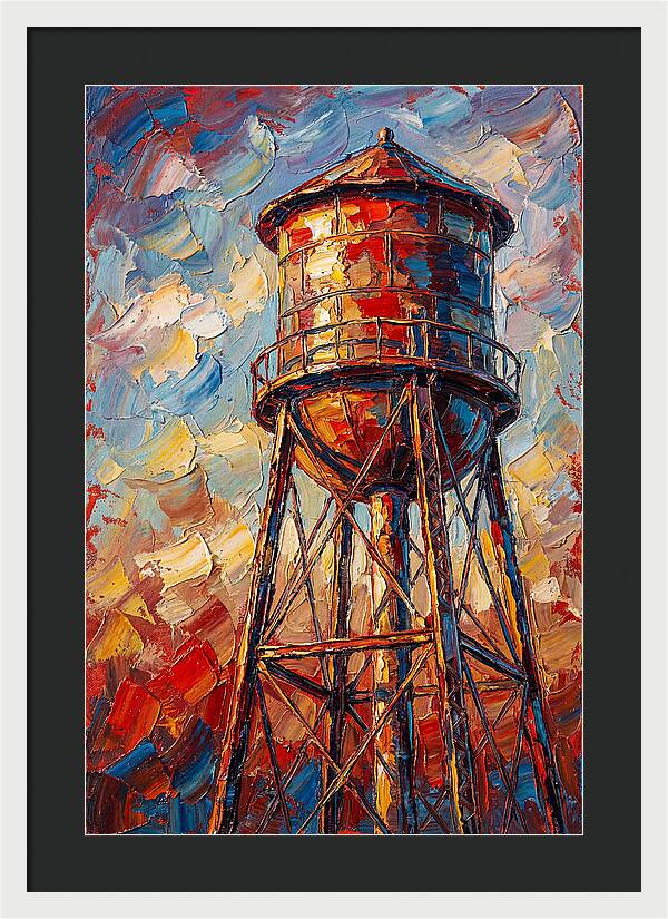 Water Tower In Vibrant Hues