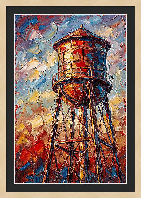 Water Tower In Vibrant Hues