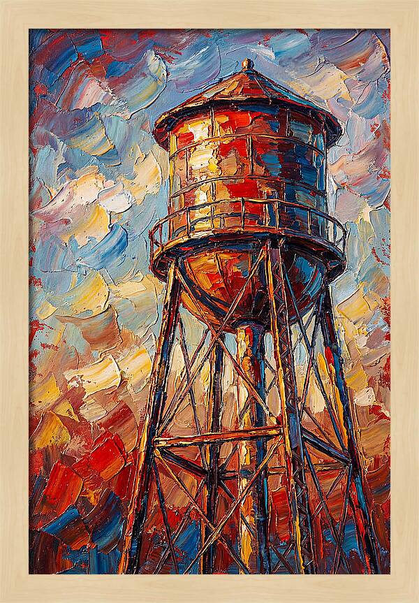 Water Tower In Vibrant Hues