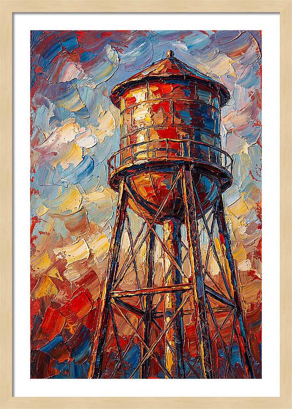 Water Tower In Vibrant Hues