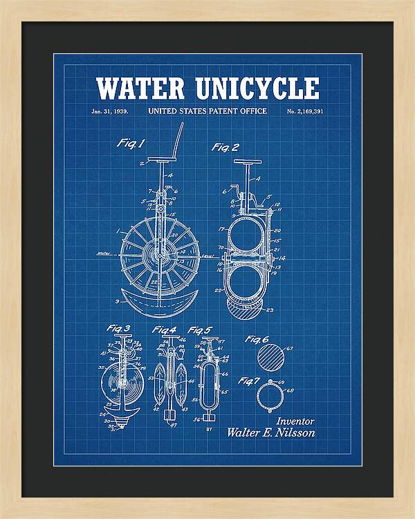 Water Unicycle Blueprint Patent Us2169391a