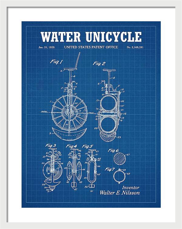Water Unicycle Blueprint Patent Us2169391a