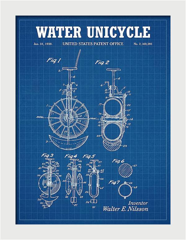 Water Unicycle Blueprint Patent Us2169391a