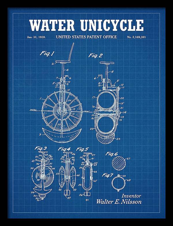 Water Unicycle Blueprint Patent Us2169391a