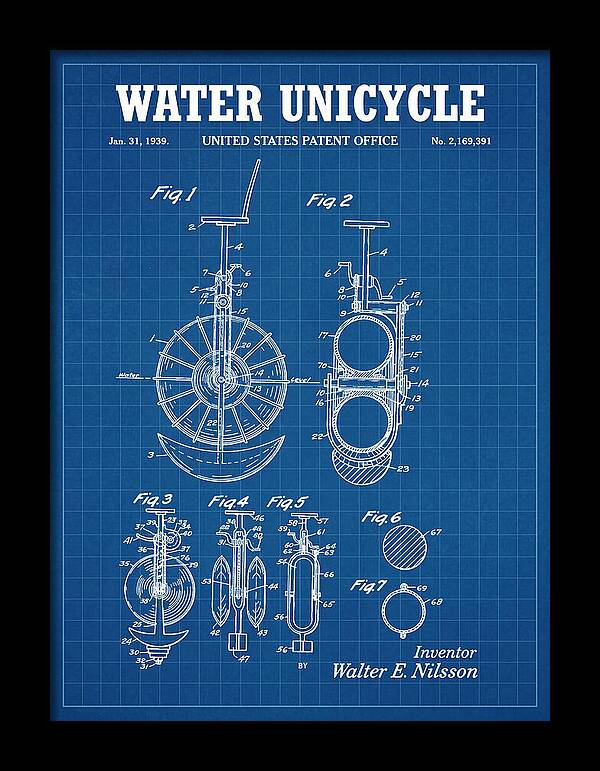 Water Unicycle Blueprint Patent Us2169391a