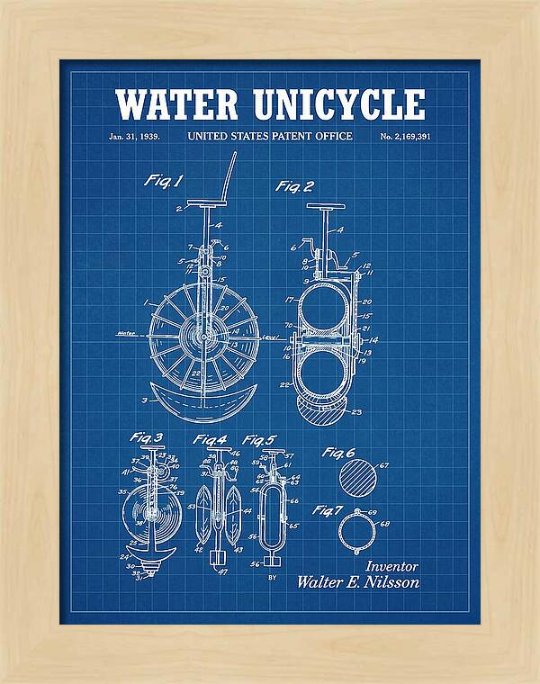 Water Unicycle Blueprint Patent Us2169391a