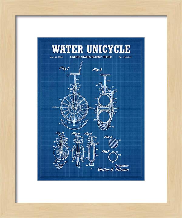 Water Unicycle Blueprint Patent Us2169391a