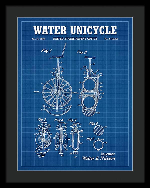 Water Unicycle Blueprint Patent Us2169391a