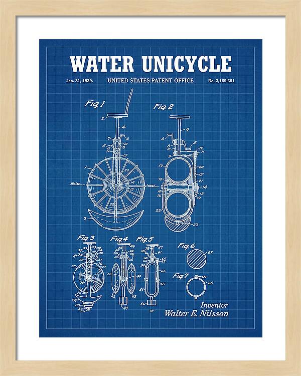 Water Unicycle Blueprint Patent Us2169391a