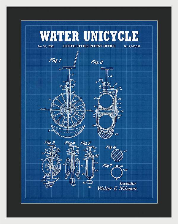 Water Unicycle Blueprint Patent Us2169391a