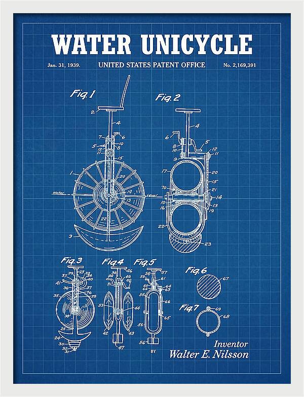 Water Unicycle Blueprint Patent Us2169391a