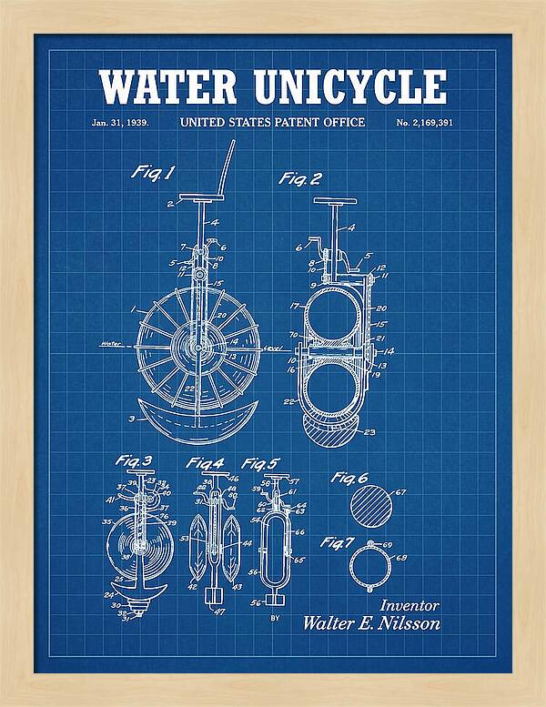 Water Unicycle Blueprint Patent Us2169391a