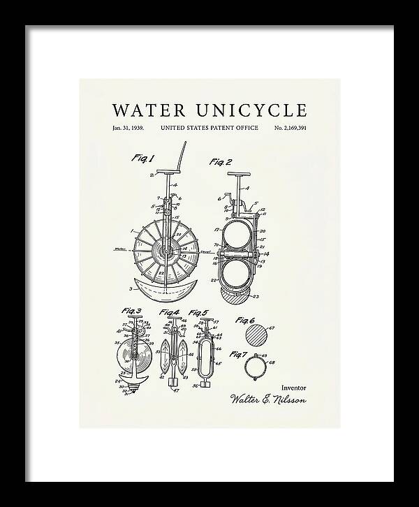 Water Unicycle Minimalist Patent Us2169391a