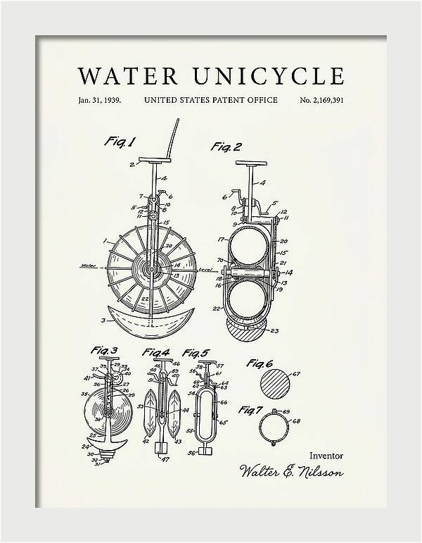 Water Unicycle Minimalist Patent Us2169391a