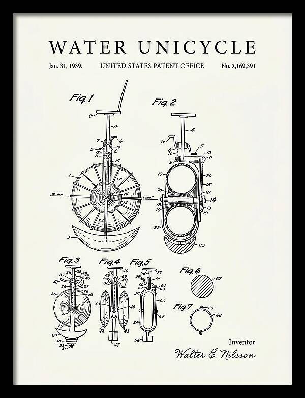 Water Unicycle Minimalist Patent Us2169391a