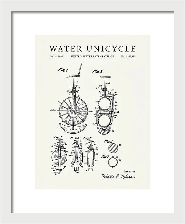 Water Unicycle Minimalist Patent Us2169391a