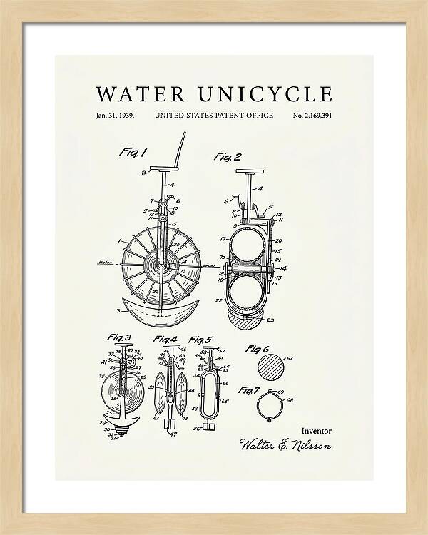Water Unicycle Minimalist Patent Us2169391a