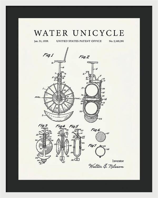 Water Unicycle Minimalist Patent Us2169391a