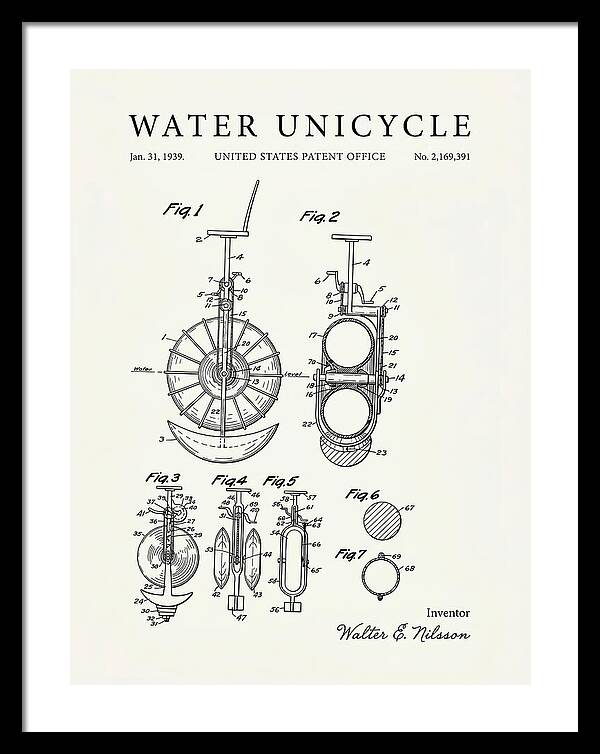 Water Unicycle Minimalist Patent Us2169391a