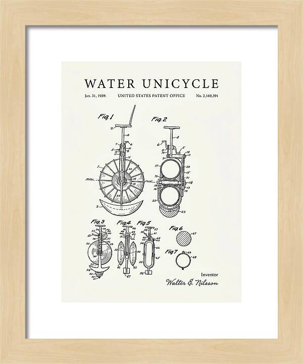 Water Unicycle Minimalist Patent Us2169391a