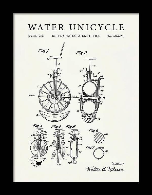 Water Unicycle Minimalist Patent Us2169391a