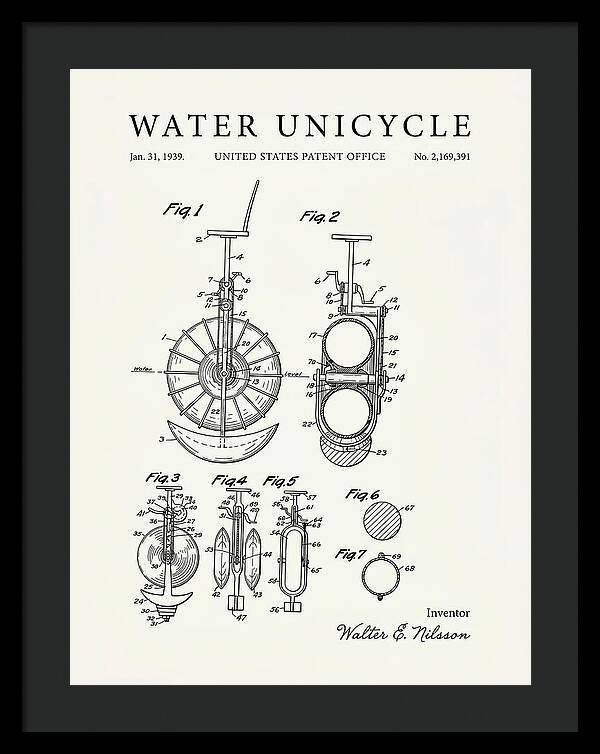 Water Unicycle Minimalist Patent Us2169391a
