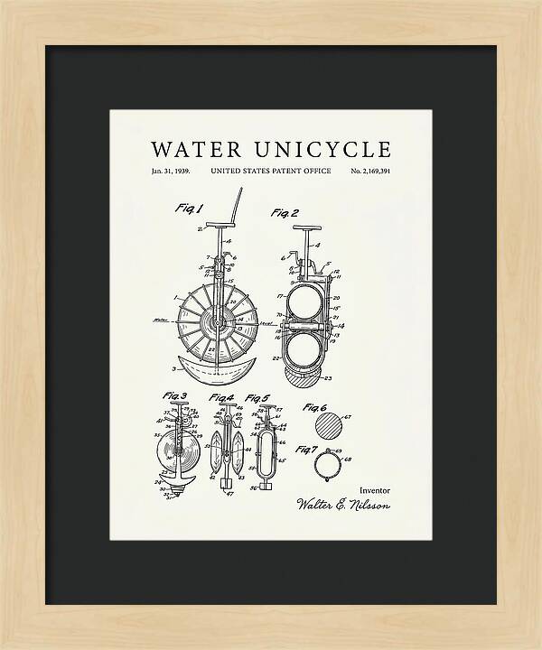 Water Unicycle Minimalist Patent Us2169391a