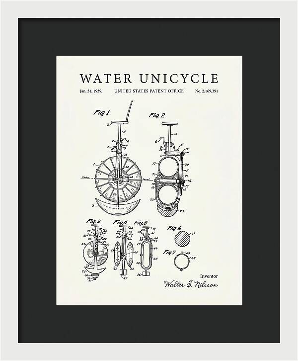 Water Unicycle Minimalist Patent Us2169391a