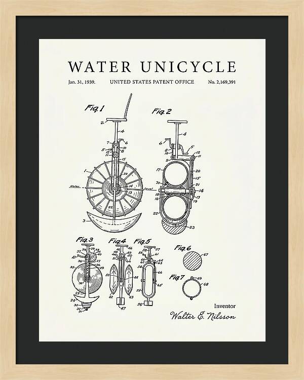 Water Unicycle Minimalist Patent Us2169391a