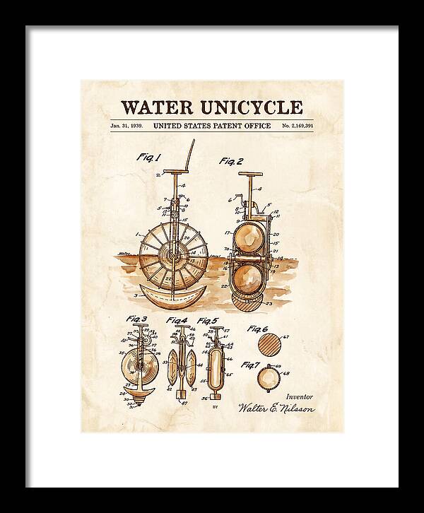Water Unicycle Watercolor Patent Us2169391a
