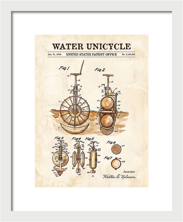 Water Unicycle Watercolor Patent Us2169391a