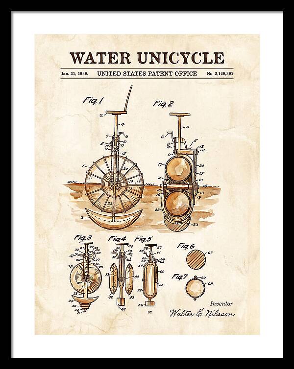 Water Unicycle Watercolor Patent Us2169391a