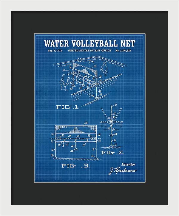 Water Volleyball Net Blueprint Patent Us3794322a