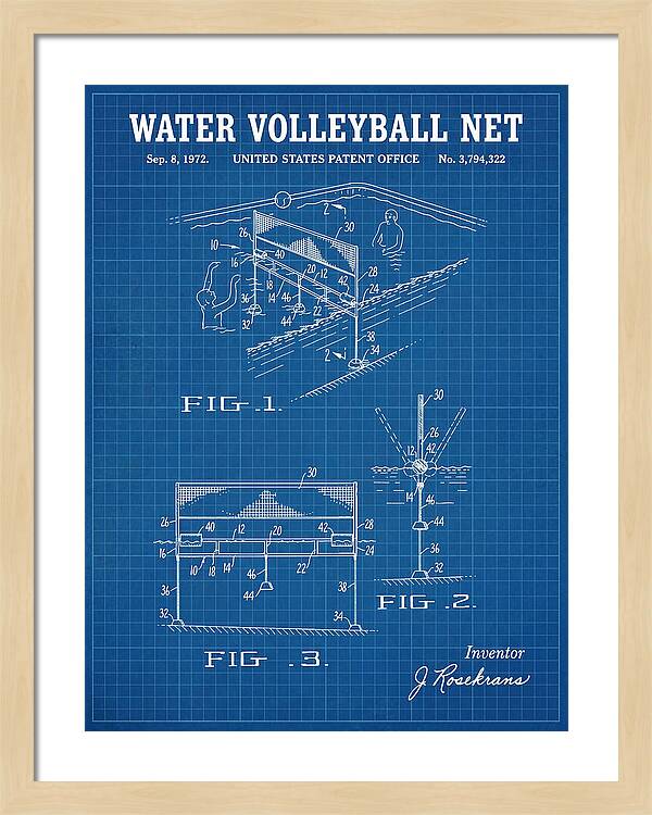 Water Volleyball Net Blueprint Patent Us3794322a