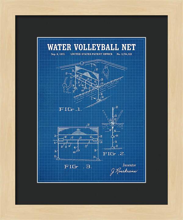 Water Volleyball Net Blueprint Patent Us3794322a